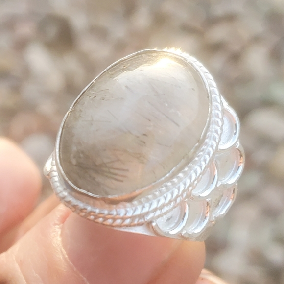 New Black Rutilated Quartz 925 Silver Ring. - Picture 6 of 16